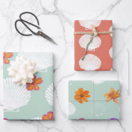「シェル振動」沿岸ビーチパーティーテーマ ラッピングペーパーシート