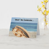 シェル海シービーチプリン誕生日カード カード (黄色い花)