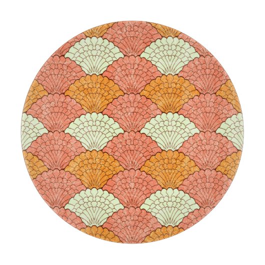 シェル眼鏡:抽象芸術海模様 カッティングボード (正面)