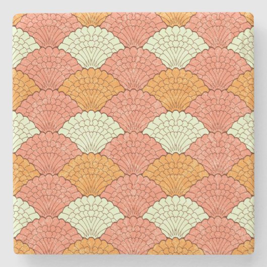 シェル眼鏡：抽象芸術海模様 ストーンコースター (正面)