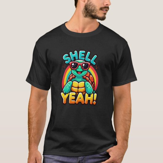 シェル・イェー・ティー ー 可愛いカメのデザイン Tシャツ (正面)