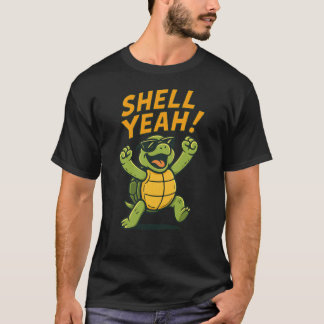 シェル イエー 可愛い亀 デザイン 女子 Tシャツ