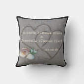 シェル&ハートオンビーチカスタムウェディングピロー クッション (裏面)