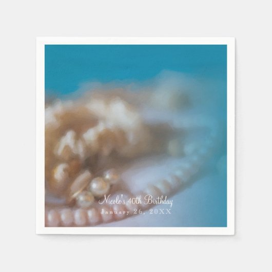 シェル&パールエレガントなウェディングジュエリービーチ スタンダードカクテルナプキン (正面)