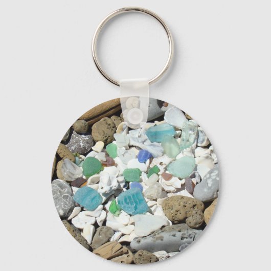 シェル ビーチ オーシャン 海岸 キーチェーン シーグラス (正面)