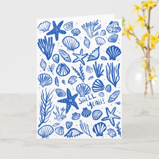 シェルYEHシーシェルビーチ誕生日おめでとう カード (黄色い花)