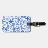 シェルYESEASHELLSビーチホリデイカスタムブルー ラゲッジタグ (正面横)