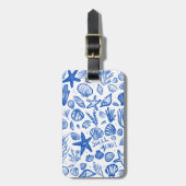 シェルYESEASHELLSビーチホリデイカスタムブルー ラゲッジタグ (正面縦)