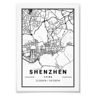シェンヂェン – 中国-中国ライトシティマップ フォトプリント