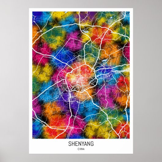 シェンヤン中国シティマップ ポスター (正面)