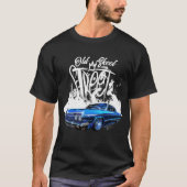 シェヴィー低ライダーブルーカーオールドスクールホワイトフレイムス Tシャツ (正面)