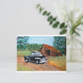 シェヴィー・ピックアップと古い納屋 ポストカード (スタンド正面)
