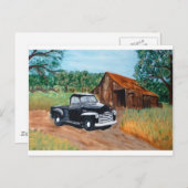 シェヴィー・ピックアップと古い納屋 ポストカード (正面/裏面)