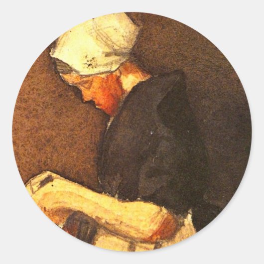 シェヴェニンゲンウーマンポートレートバイビンセント・ヴァン・ゴッホ ラウンドシール (正面)