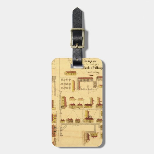 シェーカーの村の地図1849年 ラゲッジタグ (正面縦)