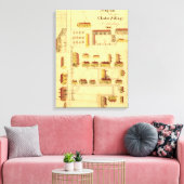 シェーカービレッジの地図, 1849 キャンバスプリント (インサイチュ (リビング))