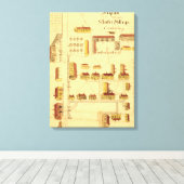 シェーカービレッジの地図, 1849 キャンバスプリント (インサイチュ (ウッドフロア))