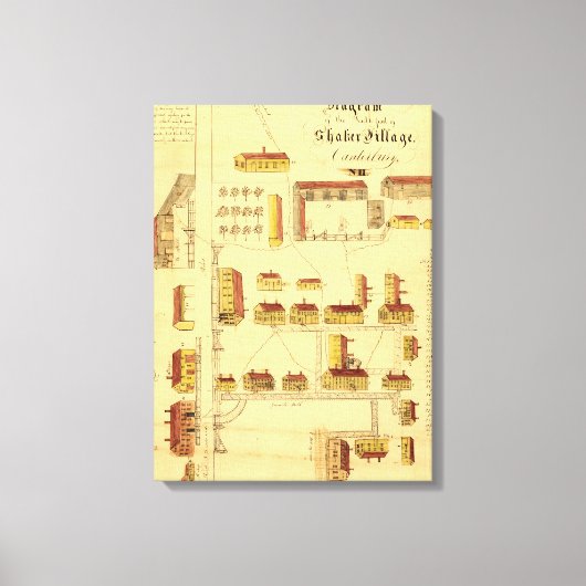 シェーカービレッジの地図, 1849 キャンバスプリント (正面)