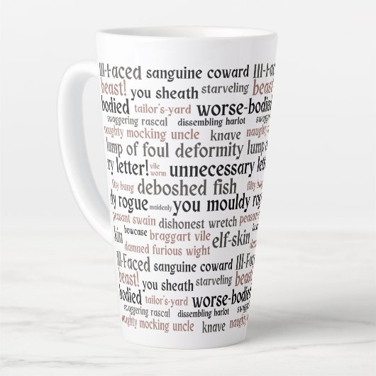 シェークスピアおもしろい侮辱クラシック文学 カフェラテマグ (左アングル)