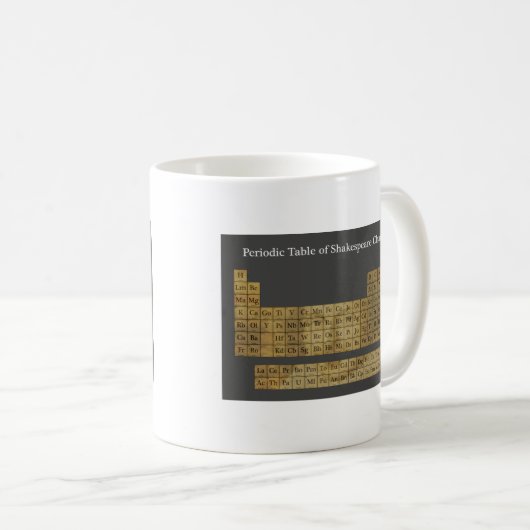 シェークスピアのキャラクターの周期表 コーヒーマグカップ (正面右)