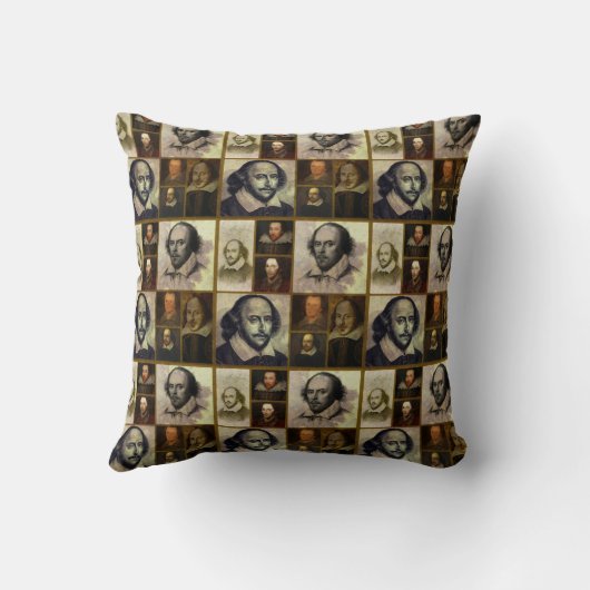 シェークスピアのコラージュの装飾用クッション クッション (裏面)