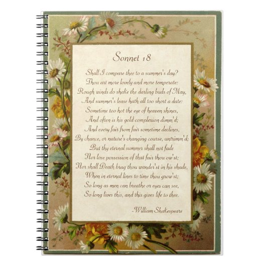 シェークスピアのソネット18 ノートブック (正面)
