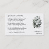 シェークスピアのソネット# 18 名刺 (裏面)