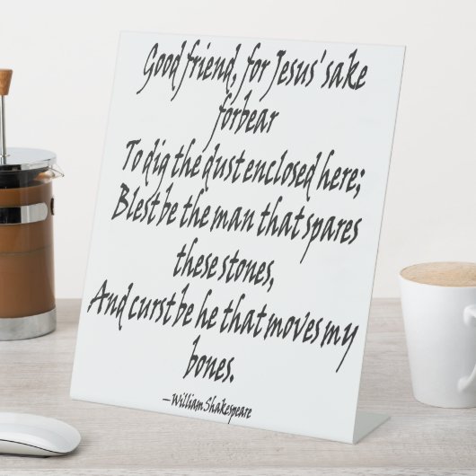 シェークスピアの墓碑銘と呪い1 台座サイン (インサイチュ)