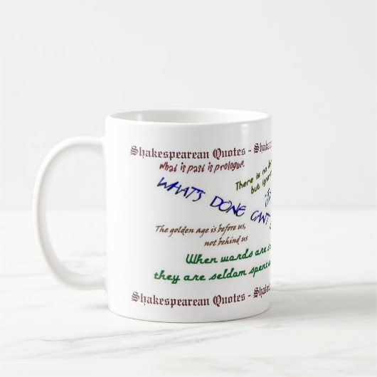 シェークスピアの引用文のマグ コーヒーマグカップ (左)