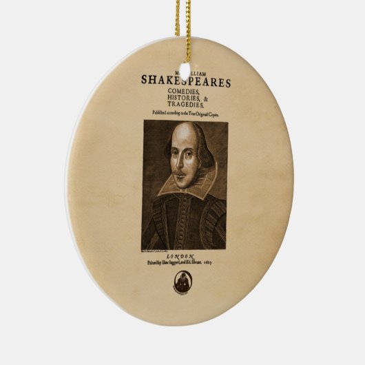 シェークスピアの最初フォリオへの前部部分 セラミックオーナメント (右)