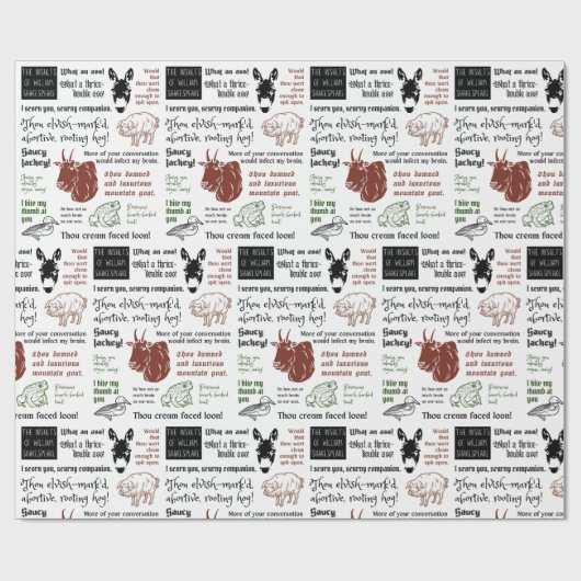 シェークスピアは可愛い皮肉図解入りの、写真付きので侮辱 ラッピングペーパー (フラット)