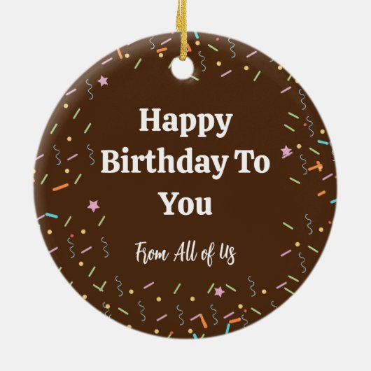 シェークスピアパーソナライズされた誕生日チョコレートケーキ セラミックオーナメント (裏面)