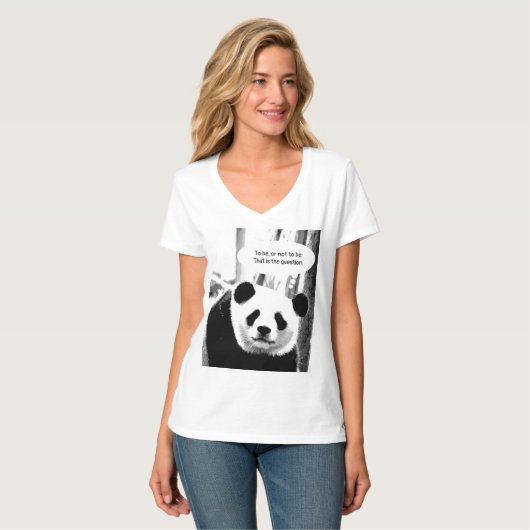 シェークスピア引用文パンダベアーウィメンズビネック Tシャツ (正面フル)