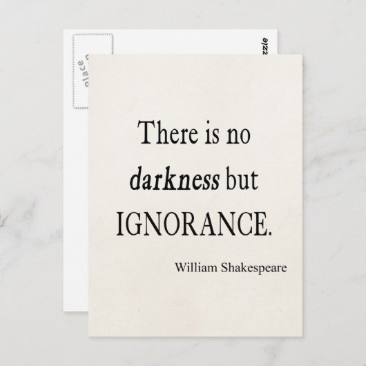 シェークスピア引用文暗闇ではなく無知引用文 ポストカード (正面/裏面)