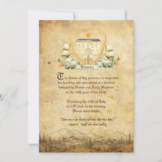 シェークスピア引用文 |何も起こらない大騒ぎ 招待状 (正面)