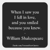 シェークスピア引用文 – 恋に落ちた スクエアシール (正面)