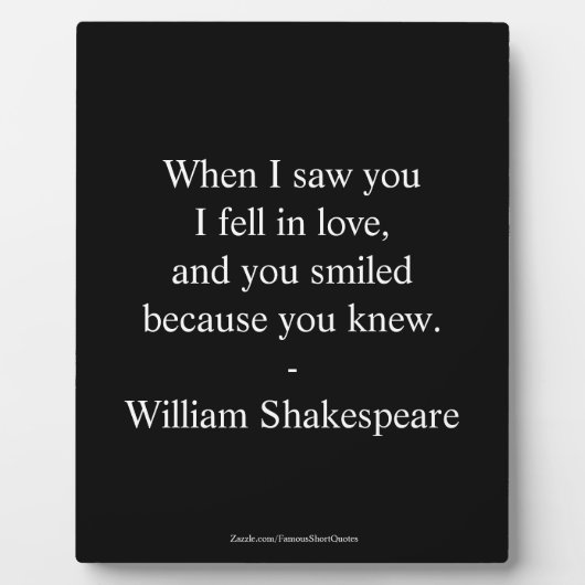 シェークスピア引用文 – 恋に落ちた フォトプラーク (正面)