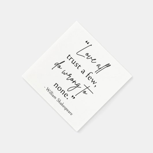 シェークスピア引用文 – 愛、信頼、間違いII スタンダードカクテルナプキン (角)