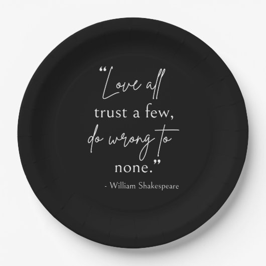 シェークスピア引用文 – 愛、信頼、間違いII ペーパープレート (正面)