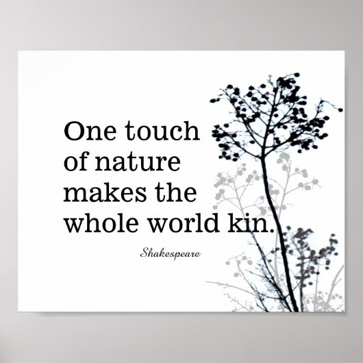 シェークスピア感動的引用文白黒 ポスター (正面)