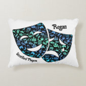 シェークスピア装飾用クッションブルーグリーンブラック アクセントクッション (正面)