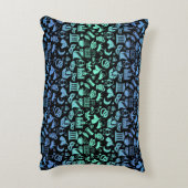 シェークスピア装飾用クッションブルーグリーンブラック アクセントクッション (裏面(縦))