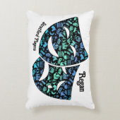 シェークスピア装飾用クッションブルーグリーンブラック アクセントクッション (正面(垂直))