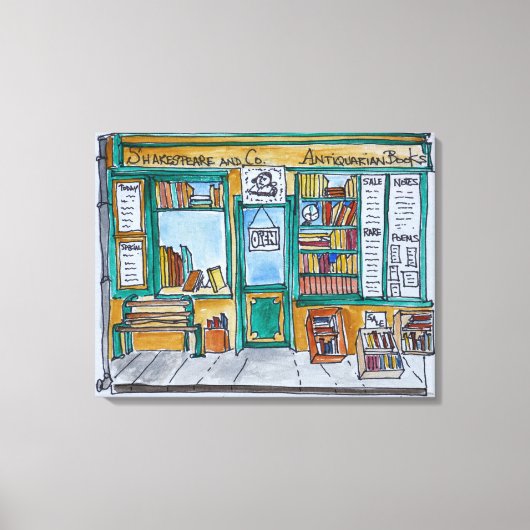 シェークスピア&ココ書店 |セーヌ,パリ キャンバスプリント (正面)