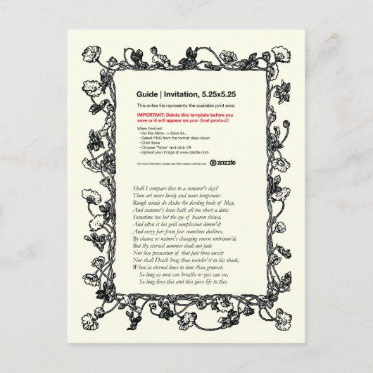 シェークスピア・ソネット# 18 ポストカード (正面)