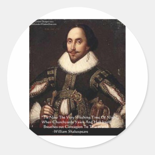 シェークスピア・ハロウィン「地獄の伝染」引用文ギフト ラウンドシール (正面)