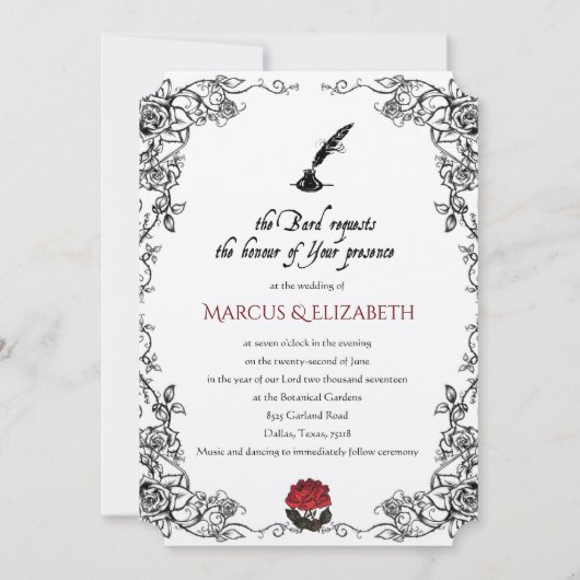 シェークスピア・レッド・ローゼス結婚式招待状 招待状 (裏面)