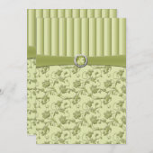 シェーズオブグリーンストライプフローラ結婚式招待状 招待状 (正面/裏面)