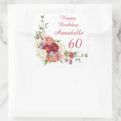 シェーズオブピンクホワイトピオニーフラワーハッピーバースデー  スクエアシール (バッグ)