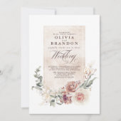 シェーズ自然フラワーズボホエレガントな結婚式 招待状 (正面)